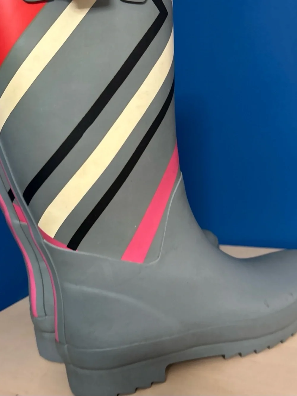 Vera Bradley Gray & Pink Women's Tall Rain Boots size 8
